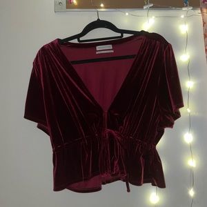 Tie Front Velvet Top